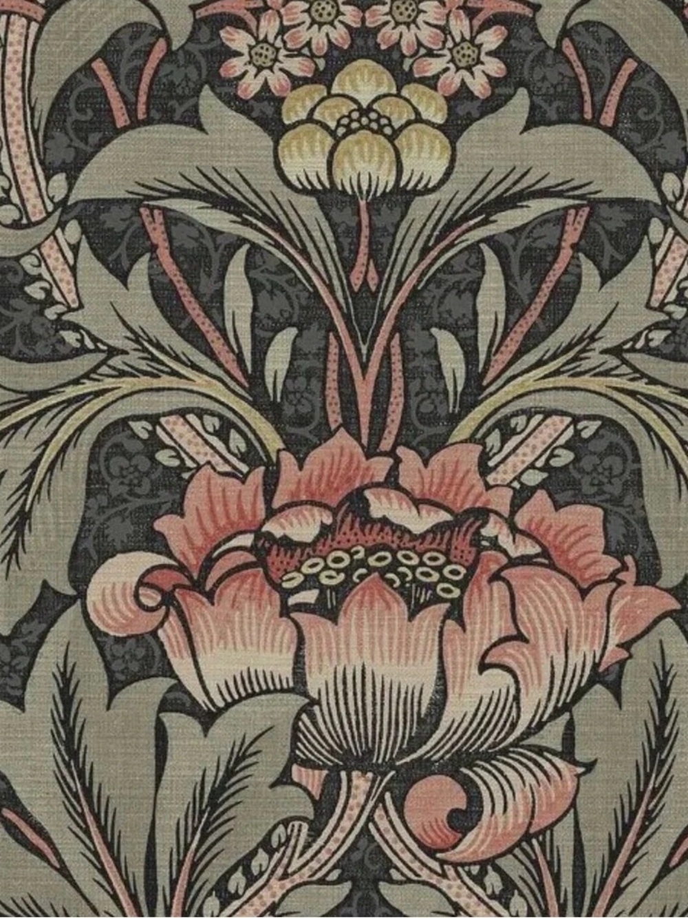 Floral Wallpaper Panel in Pink and Gray